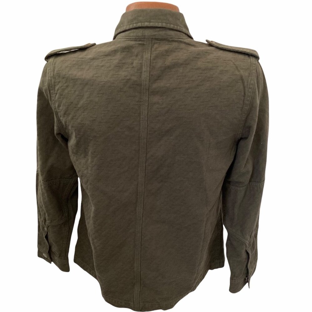 7 For All Mankind Textured Military Shirt Jacket Mens Small Olive Green Shacket - Picture 11 of 12